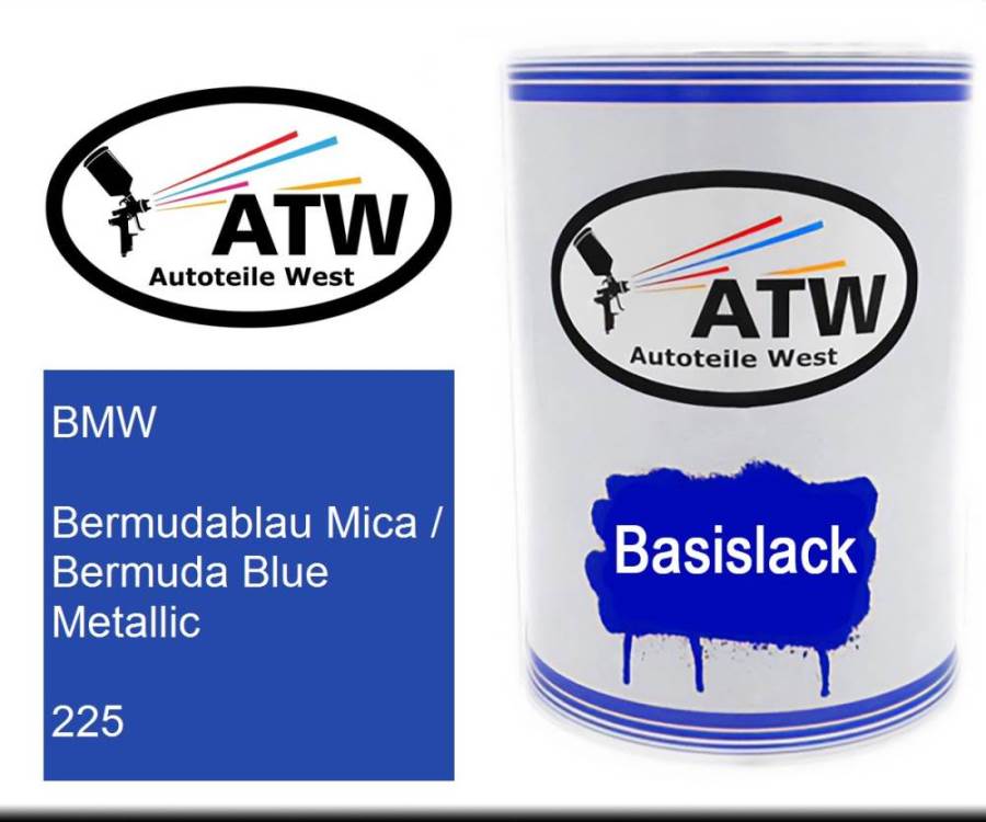 BMW, Bermudablau Mica / Bermuda Blue Metallic, 225: 500ml Lackdose, von ATW Autoteile West.